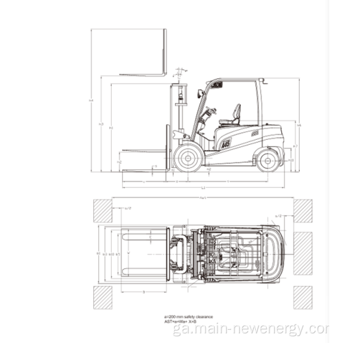 Forklift leictreach 1 tonna le ceallraí aigéad luaidhe